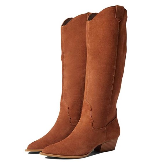 Dolce Vita Boots Ethena Brown Suede Western Knee High Booties